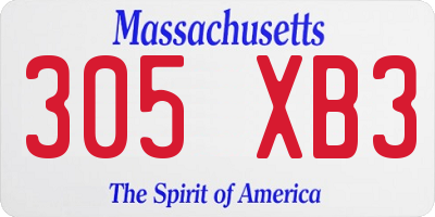 MA license plate 305XB3