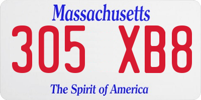 MA license plate 305XB8