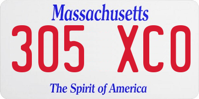 MA license plate 305XC0