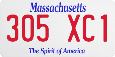 MA license plate 305XC1