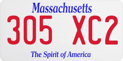 MA license plate 305XC2