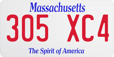 MA license plate 305XC4