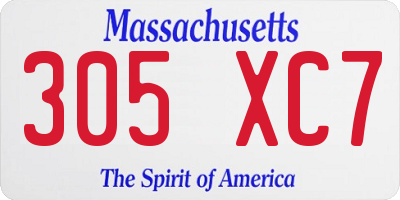 MA license plate 305XC7