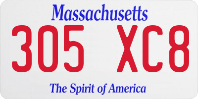 MA license plate 305XC8