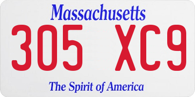 MA license plate 305XC9