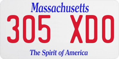 MA license plate 305XD0