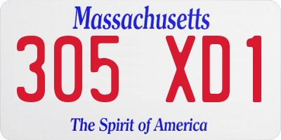 MA license plate 305XD1