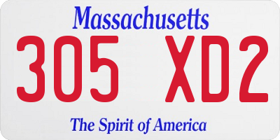 MA license plate 305XD2