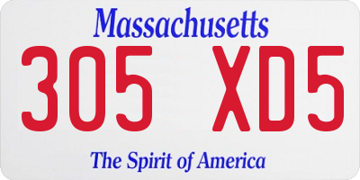 MA license plate 305XD5