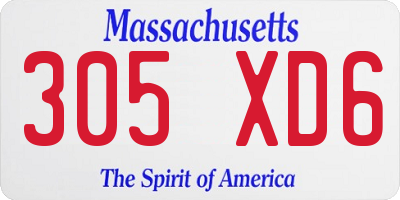 MA license plate 305XD6