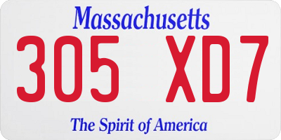 MA license plate 305XD7