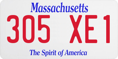 MA license plate 305XE1