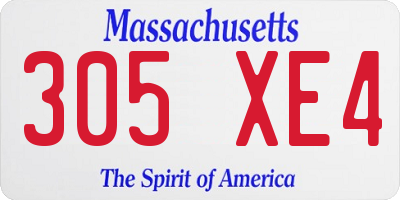 MA license plate 305XE4