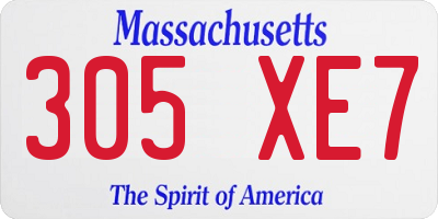 MA license plate 305XE7