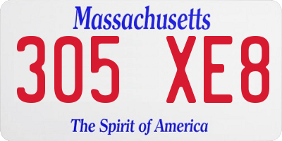 MA license plate 305XE8