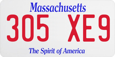 MA license plate 305XE9