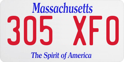 MA license plate 305XF0