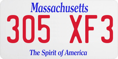 MA license plate 305XF3