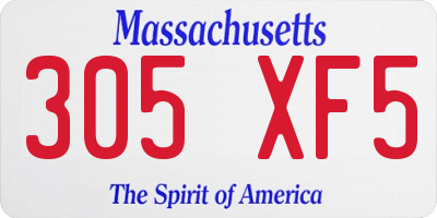 MA license plate 305XF5