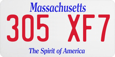 MA license plate 305XF7