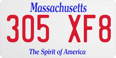 MA license plate 305XF8
