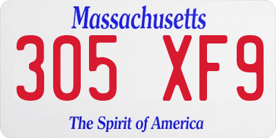 MA license plate 305XF9