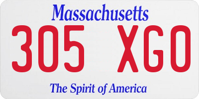 MA license plate 305XG0