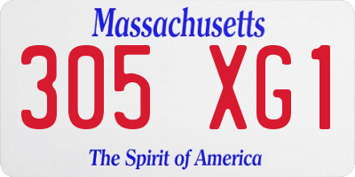 MA license plate 305XG1