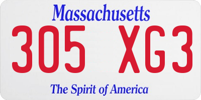MA license plate 305XG3
