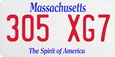 MA license plate 305XG7