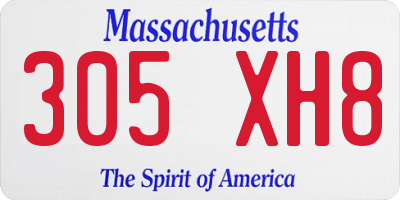 MA license plate 305XH8