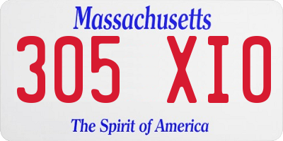 MA license plate 305XI0
