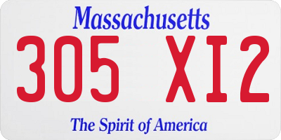 MA license plate 305XI2