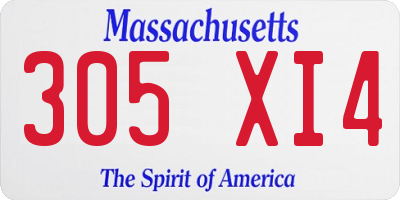 MA license plate 305XI4