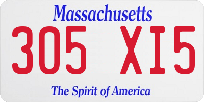 MA license plate 305XI5