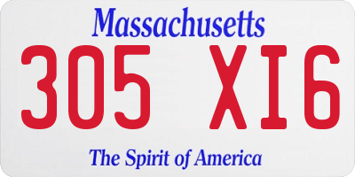 MA license plate 305XI6