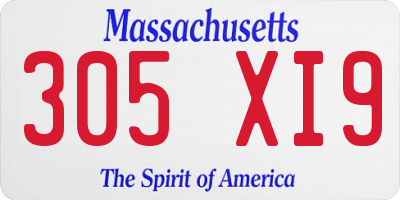 MA license plate 305XI9