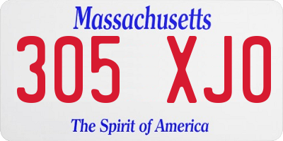 MA license plate 305XJ0