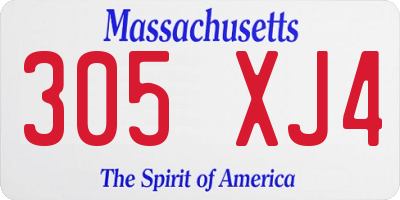 MA license plate 305XJ4