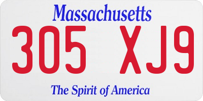 MA license plate 305XJ9
