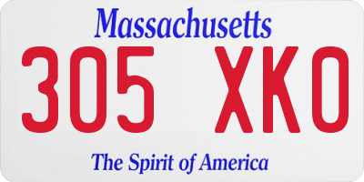 MA license plate 305XK0