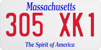 MA license plate 305XK1