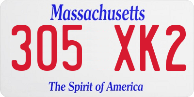 MA license plate 305XK2