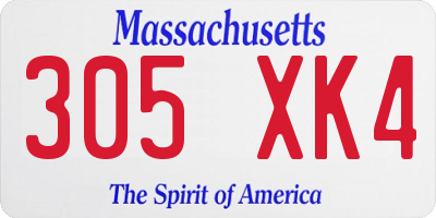 MA license plate 305XK4