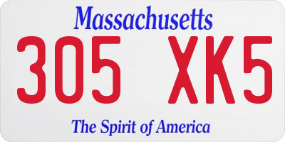 MA license plate 305XK5