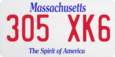 MA license plate 305XK6