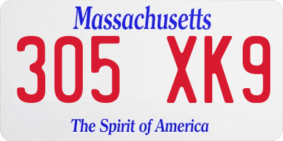 MA license plate 305XK9