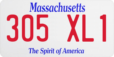 MA license plate 305XL1