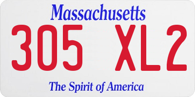 MA license plate 305XL2