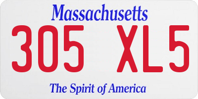 MA license plate 305XL5